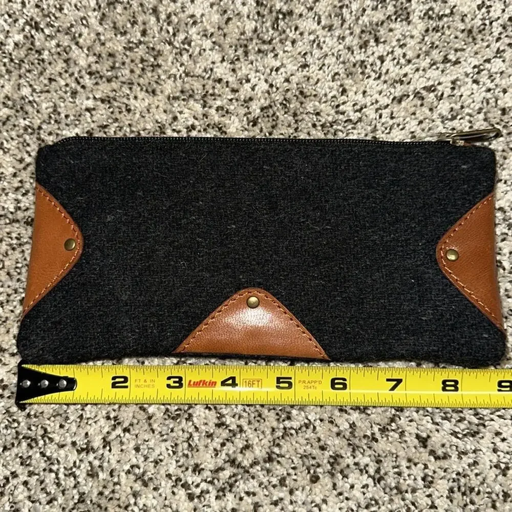 Pouch with Handcrafted Genuine Leather Trim NWT